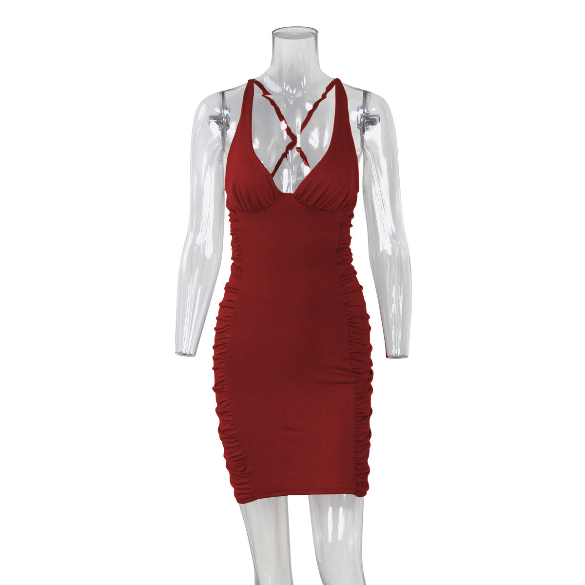 Women's Sexy Deep V-Neck Backless Mini Dress Dresses