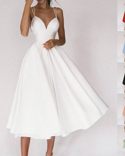 Women's Sexy V-Neck Suspender A-Line Maxi Dress Dresses
