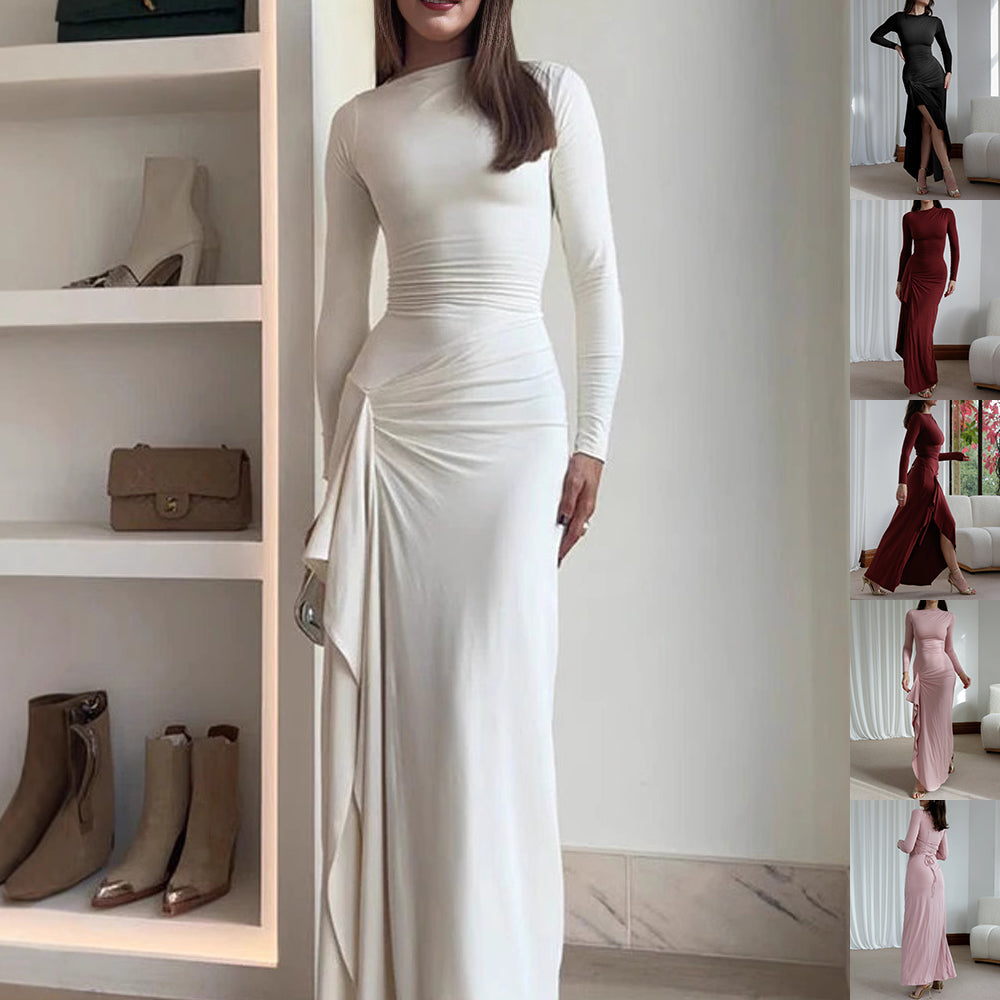 Women's Slim-Fit Asymmetric Long-Sleeve Split Dress Dresses