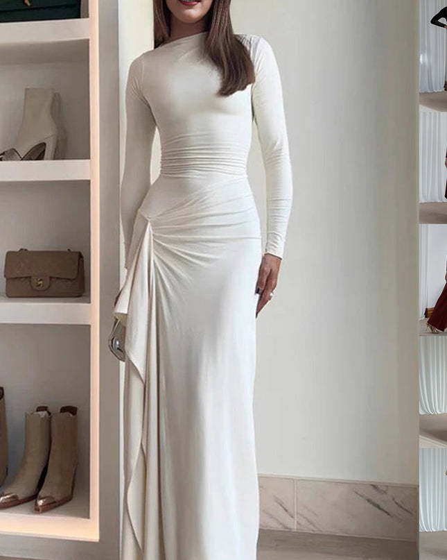 Women's Slim-Fit Asymmetric Long-Sleeve Split Dress Dresses