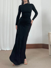 Women's Slim-Fit Asymmetric Long-Sleeve Split Dress Dresses