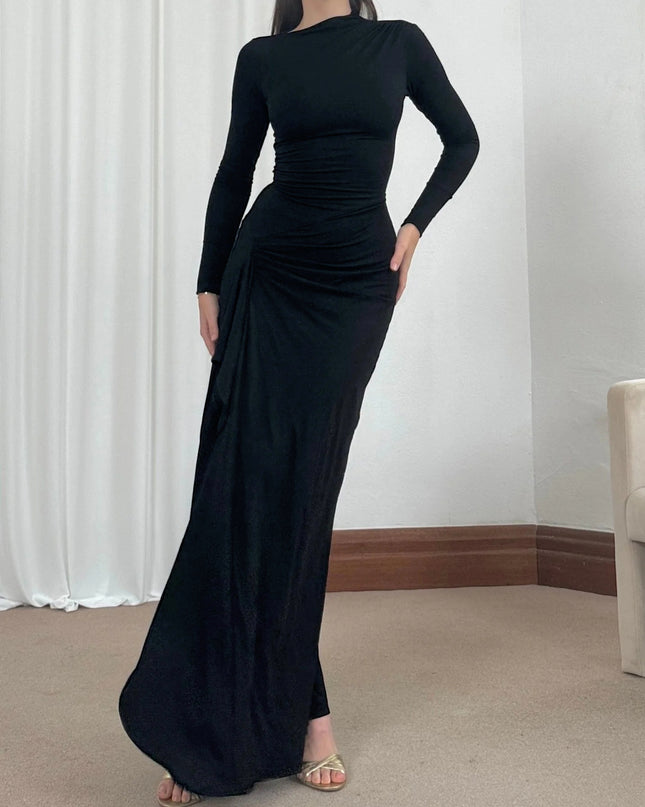 Women's Slim-Fit Asymmetric Long-Sleeve Split Dress Dresses