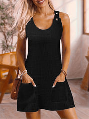 Women's Striped Sleeveless Knee-Length Dress with Pockets Dresses