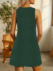 Women's Striped Sleeveless Knee-Length Dress with Pockets Dresses