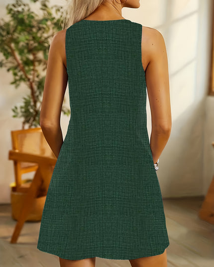 Women's Striped Sleeveless Knee-Length Dress with Pockets Dresses