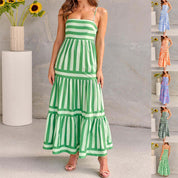 Women's Striped Summer Maxi Dress with Pockets Dresses