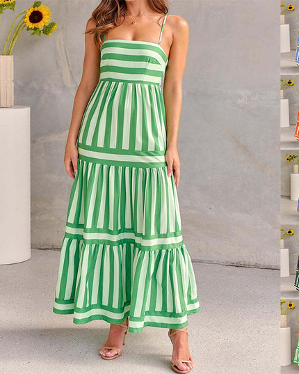Women's Striped Summer Maxi Dress with Pockets Dresses