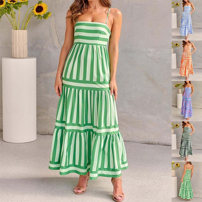 Women's Striped Summer Maxi Dress with Pockets Dresses
