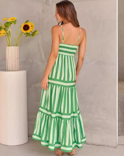 Women's Striped Summer Maxi Dress with Pockets Dresses