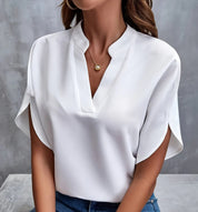 Women's Summer V-Neck Chiffon Blouse White Blouse