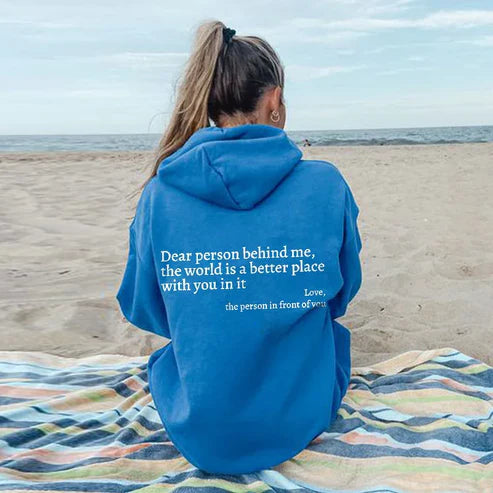 'Dear Person Behind Me' Hoodie Blue