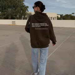 'Dear Person Behind Me' Hoodie Brown