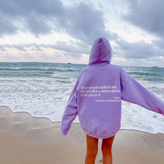 'Dear Person Behind Me' Hoodie Purple