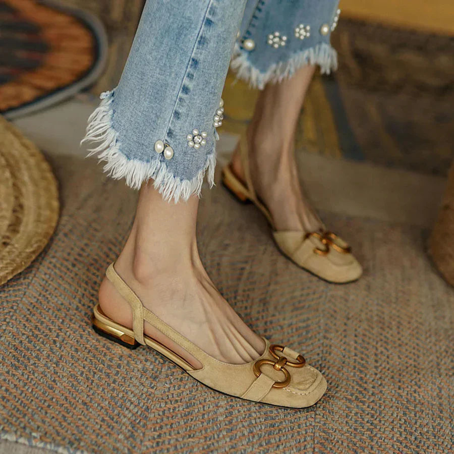 Orthopedic Leather Buckle Sandals Khaki Women Sandals