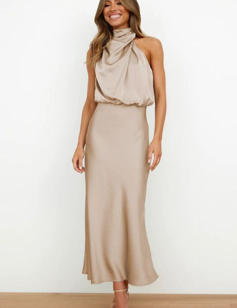 Leila | Stylish Cocktail Dress Khaki Dresses