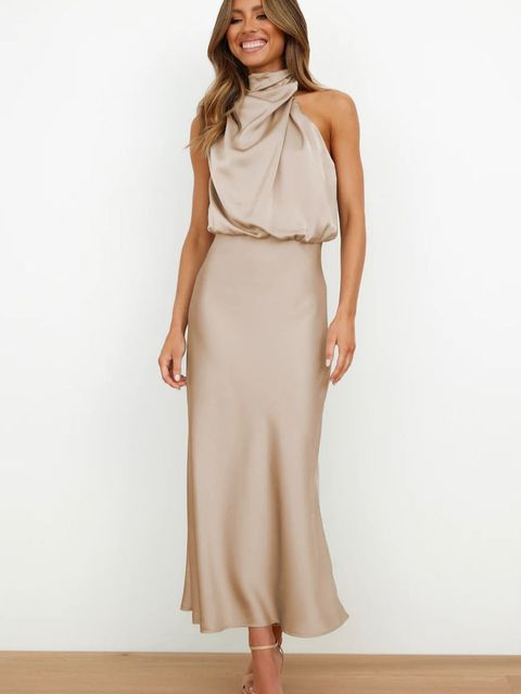 Leila | Stylish Cocktail Dress Khaki Dresses