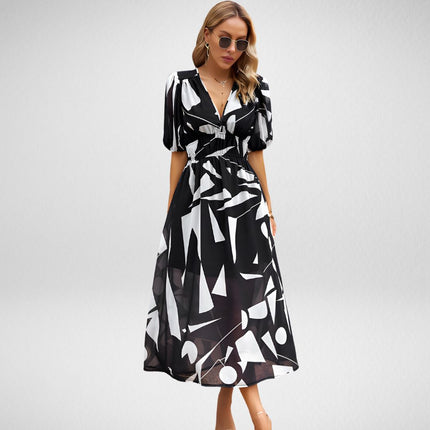 Elena™ | Charming V-neck Dress Black Dress