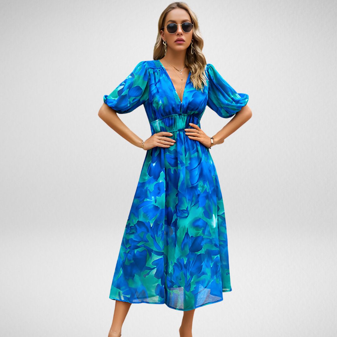 Nydia | Charming Dress with V-Neck Blue