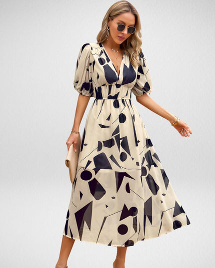 Elena™ | Charming V-neck Dress Apricot Dress
