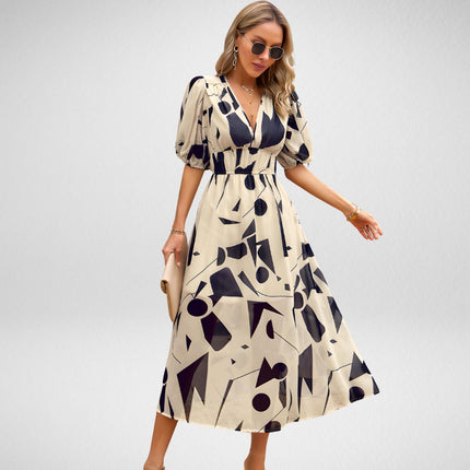 Elena™ | Charming V-neck Dress Apricot Dress
