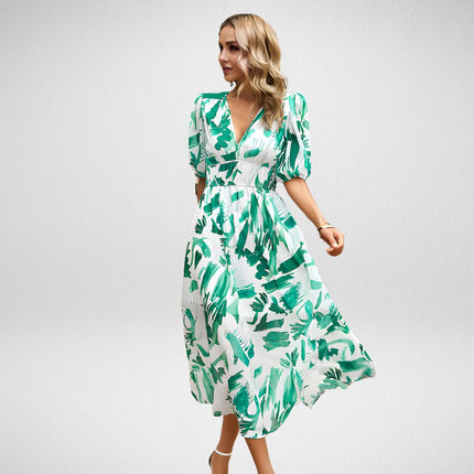 Elena™ | Charming V-neck Dress Light green Dress