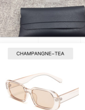 Retro Candy Color Small Frame Sunglasses With glasses bag Champagne Sunglasses