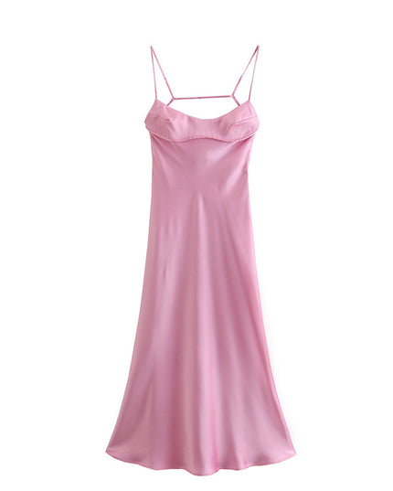 Elegant Women’s Satin Camis Long Dress Dresses