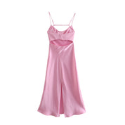 Elegant Women’s Satin Camis Long Dress Dresses