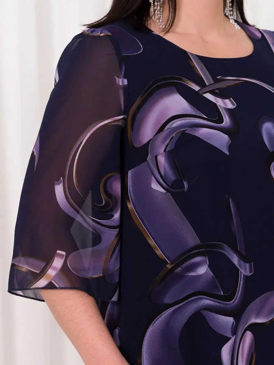 Emma- Midnight Swirl Chiffon Dress DRESS