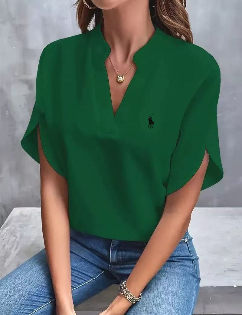 Women's Ralph Lauren Classic V-Neck T-Shirt Green Women Tops