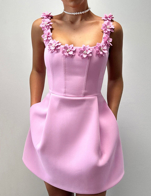 Elegant A‑Line Evening Dress with Pockets Rose Dresses
