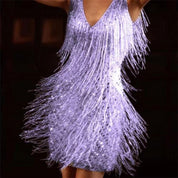 LookHot - V-Neck Slip Dress Purple kleid