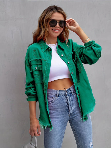 Oversized Denim Jacket Green Jacket