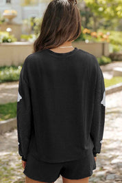 Glitter Ghost Round Neck Long Sleeve Top and Shorts Set