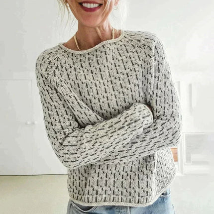 Casual Knitted Cotton Jumper Grey sweater