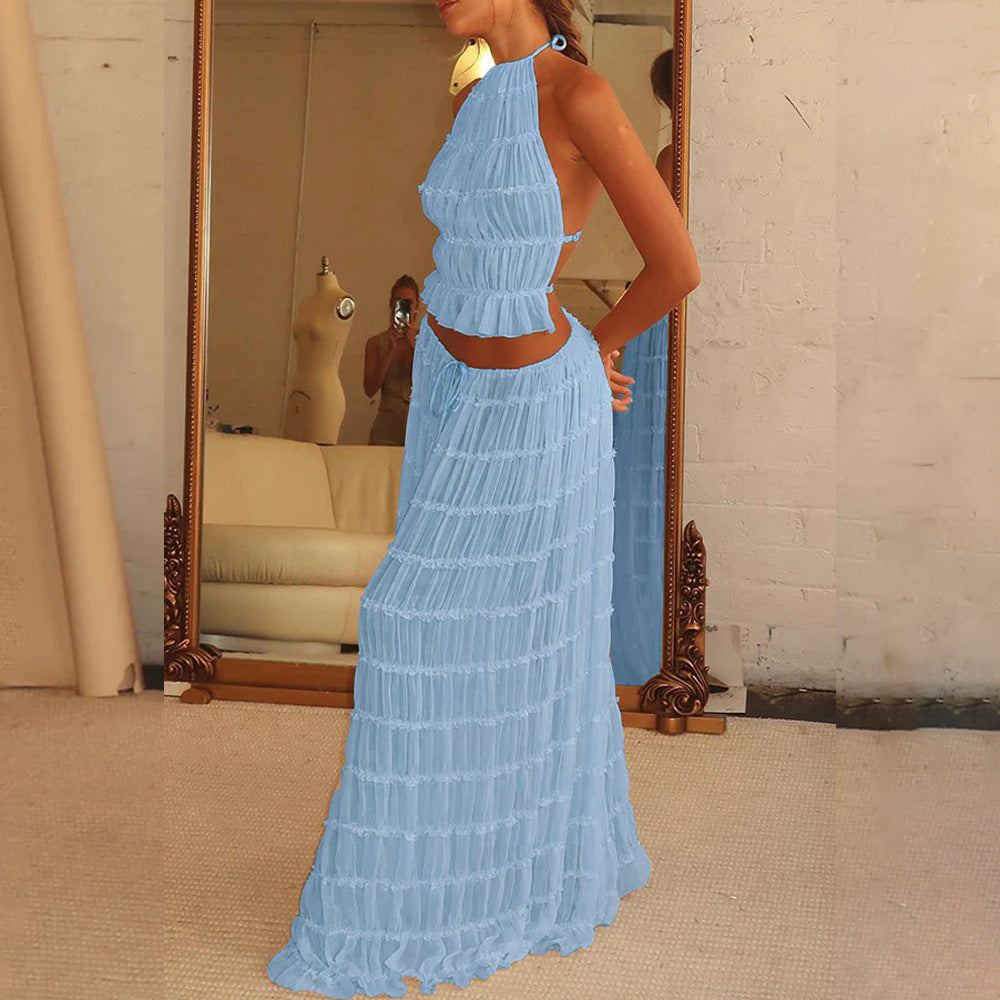 Backless Long Dress Light Blue