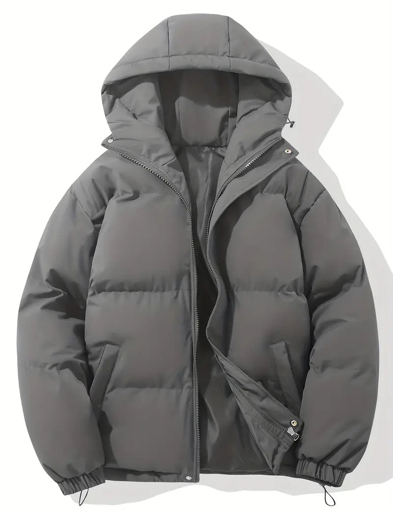 Men's Windproof and Waterproof Hooded Puffer Winter Jacket Dark gray Jackets