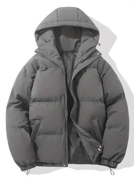 Men's Windproof and Waterproof Hooded Puffer Winter Jacket Dark gray Jackets