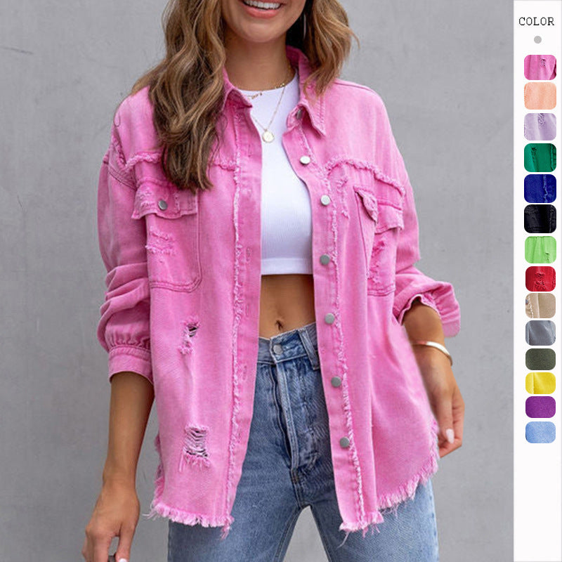 Ripped Overshirt Jacket for Women Jackets