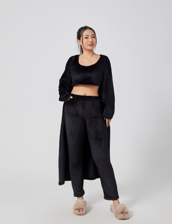 Cozy 3‑Piece Women's Lounge & Pajama Set Black Sets