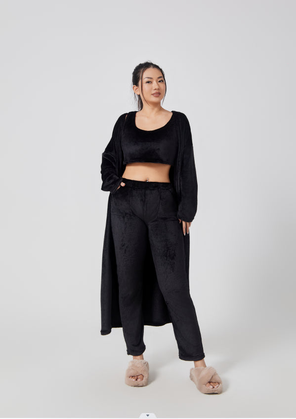 Cozy 3‑Piece Women's Lounge & Pajama Set Black Sets