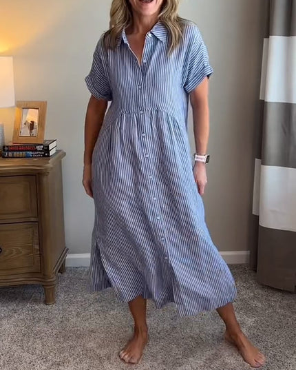Celira – Striped Button-Up Shirt Dress