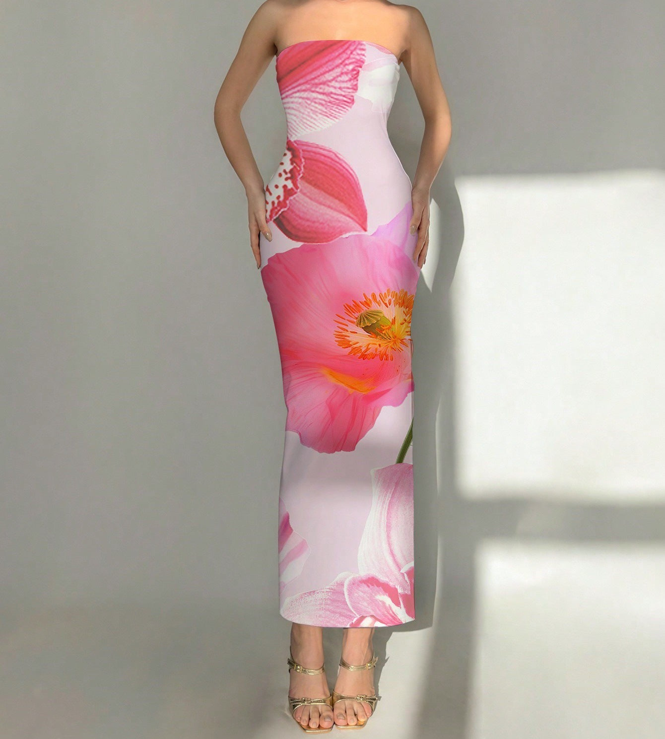 Women's Slim-Fit Floral Print Dress 3Color Dress