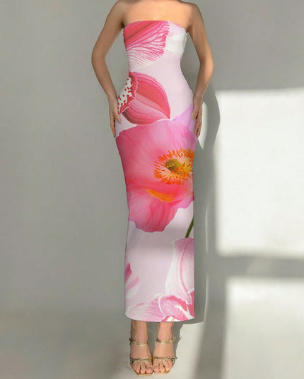 Women's Slim-Fit Floral Print Dress 3Color Dress