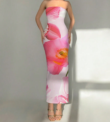 Women's Slim-Fit Floral Print Dress 3Color Dress