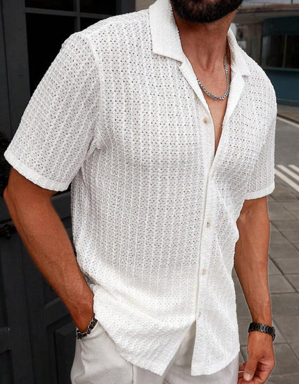 Men's Slim Fit Short Sleeve Casual Shirt White Shirts