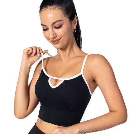 Women's Push‑Up Ice‑Silk Sports Bra Black Bra