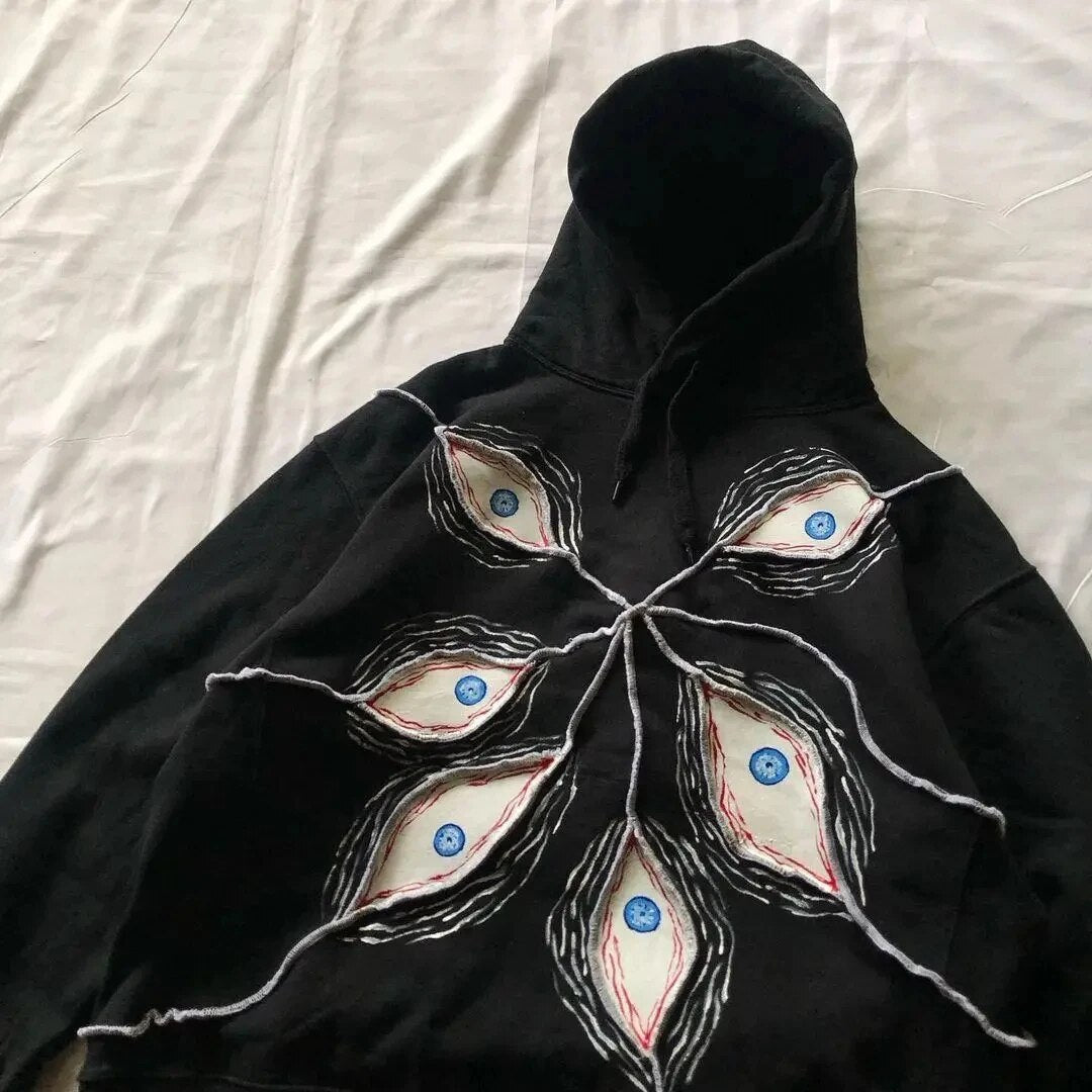 Harajuku Eye Patchwork Hoodie Men's Hoodie
