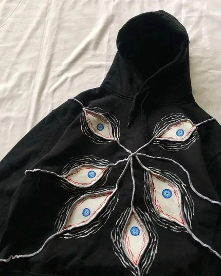 Harajuku Eye Patchwork Hoodie Men's Hoodie