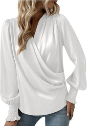 Elara | Elegant blouse with V-neck White Blouse
